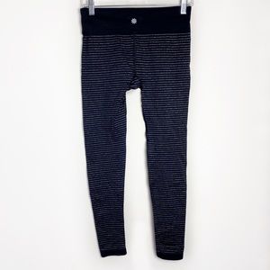Athleta Shimmer Stripe Black Tight Leggings